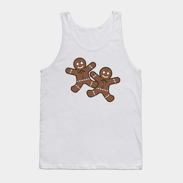 Gay Pride Christmas Gingerbread Men Couple with Rainbow Buttons Tank Top by LiveLoudGraphics